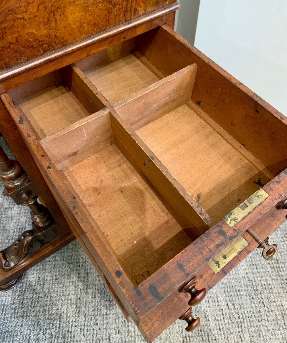 Victorian Burr Walnut Davenport  View XII