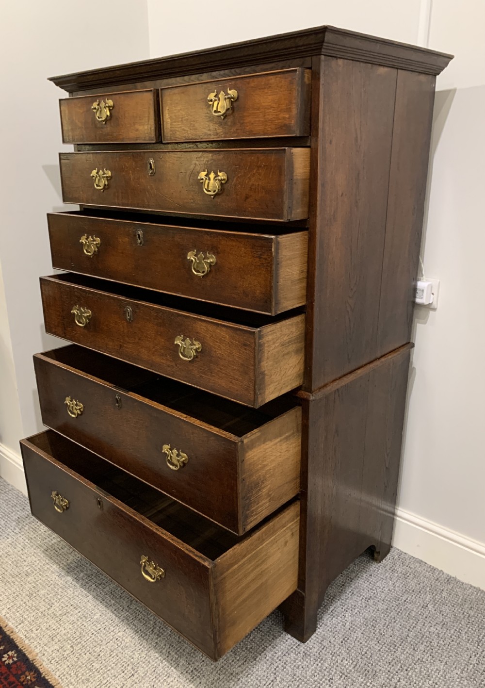 Small Georgian Oak Tallboy Chest on Chest View VIII
