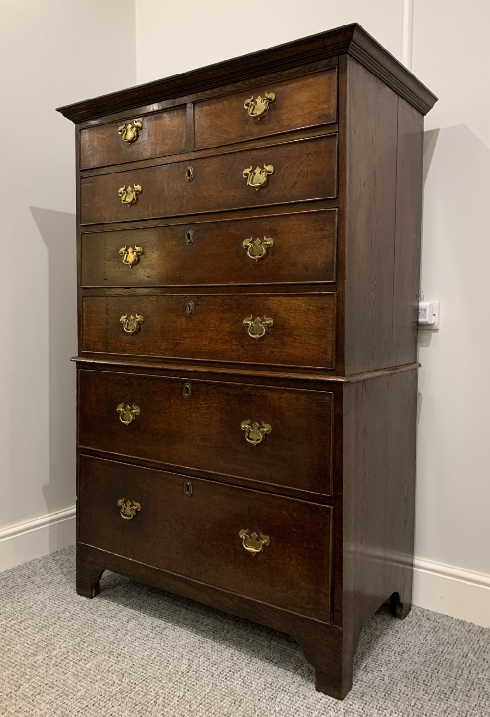 Small Georgian Oak Tallboy Chest on Chest View IX