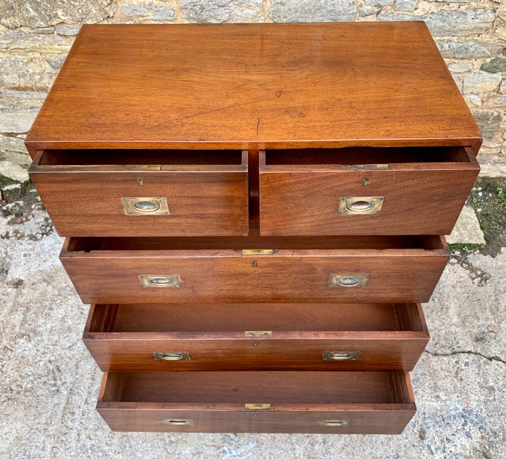 Antique Military Campaign Teak Chest of Drawers View VI