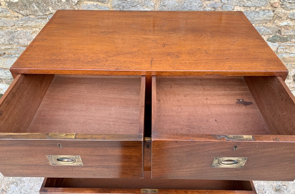 Antique Military Campaign Teak Chest of Drawers View X