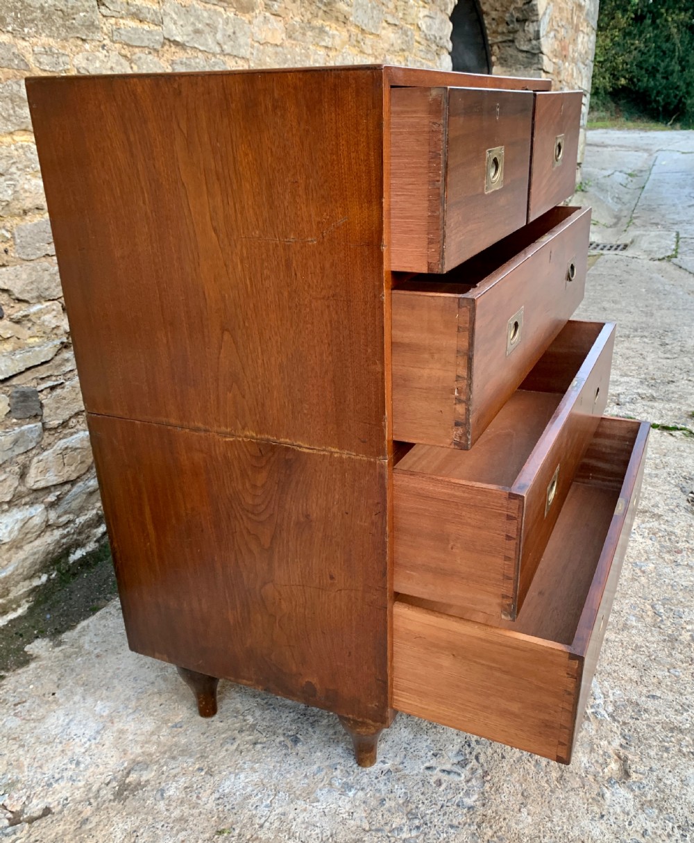 Antique Military Campaign Teak Chest of Drawers View XIII