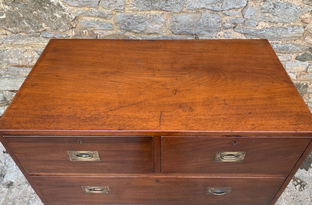 Antique Military Campaign Teak Chest of Drawers View XV