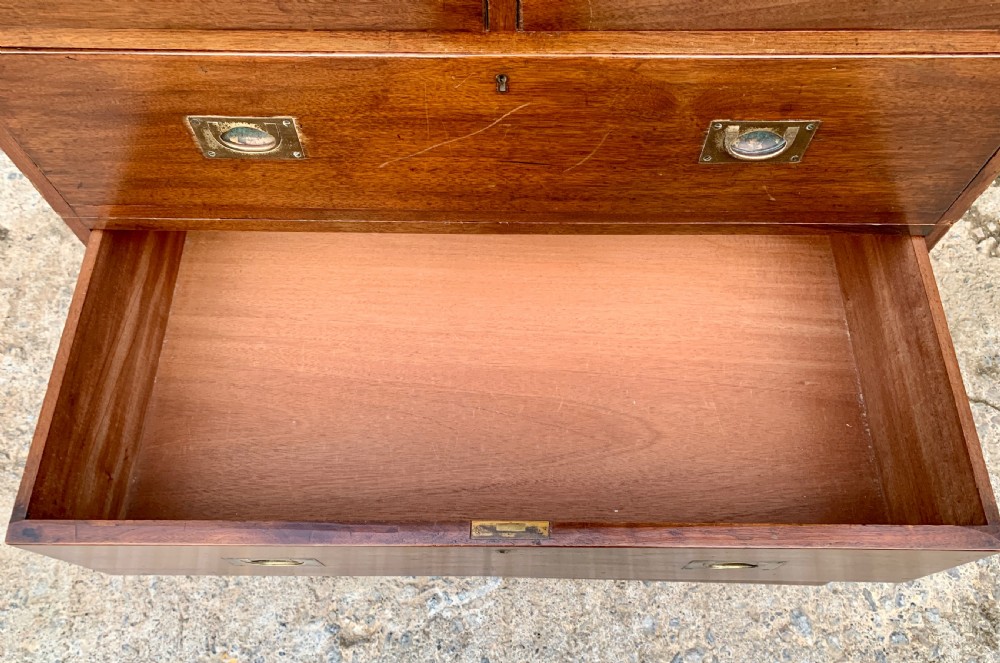 Antique Military Campaign Teak Chest of Drawers View XVI