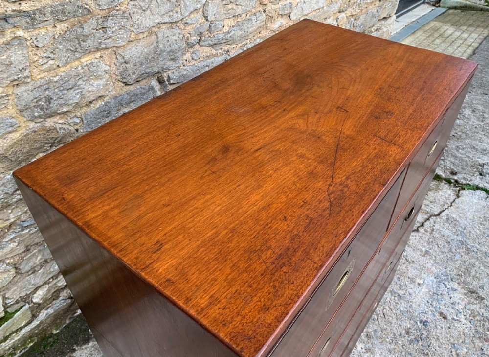 Antique Military Campaign Teak Chest of Drawers View XVII