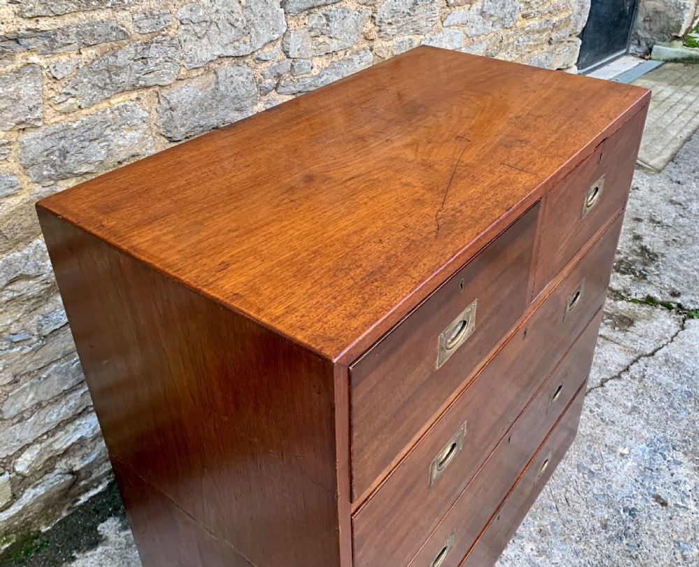 Antique Military Campaign Teak Chest of Drawers View XIX