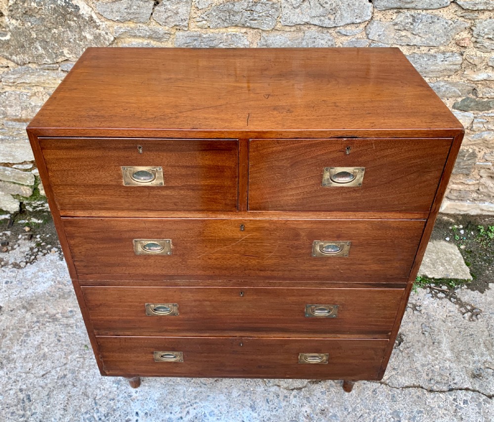 Antique Military Campaign Teak Chest of Drawers View XX