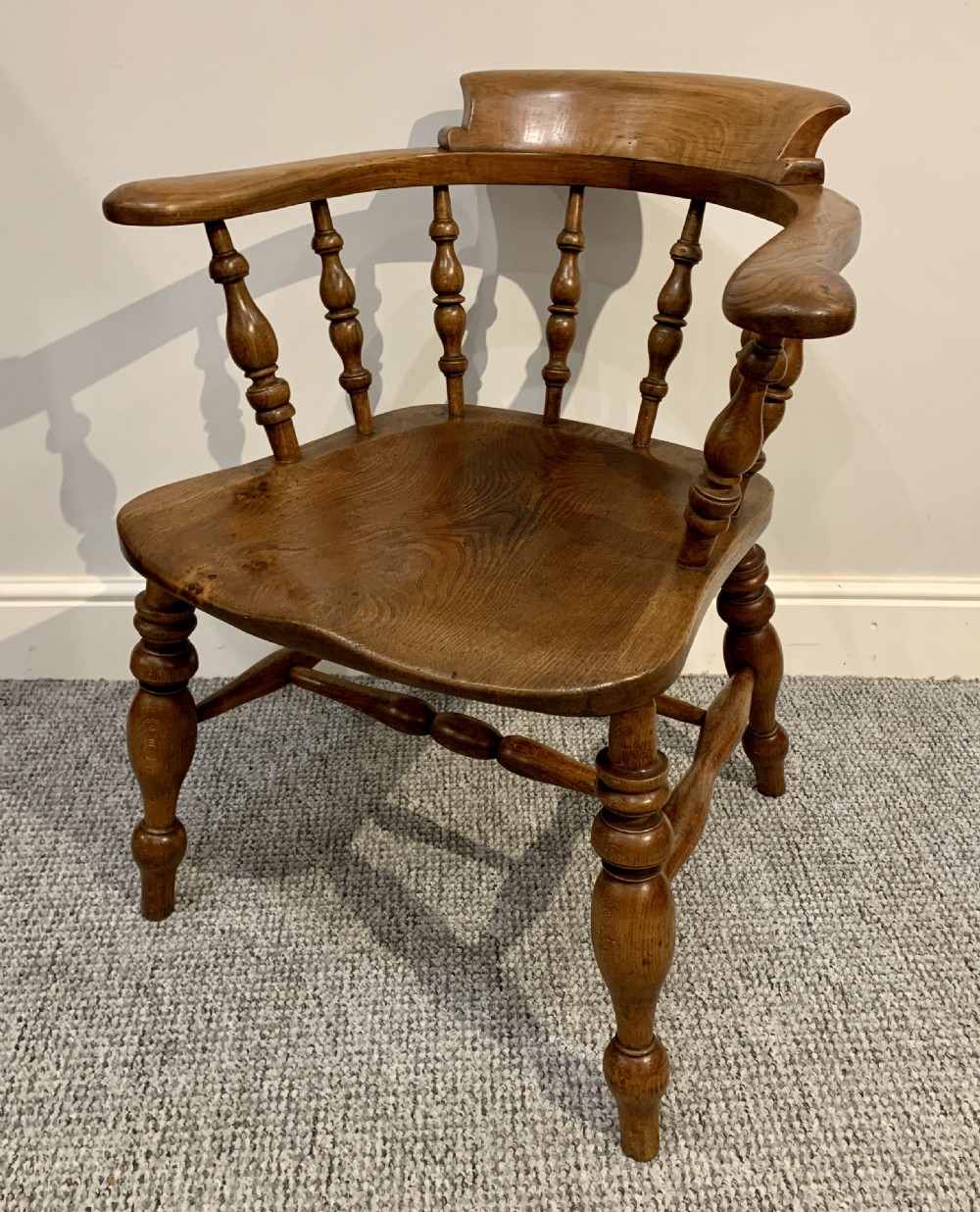 Antique Elm Smokers Bow Armchair 