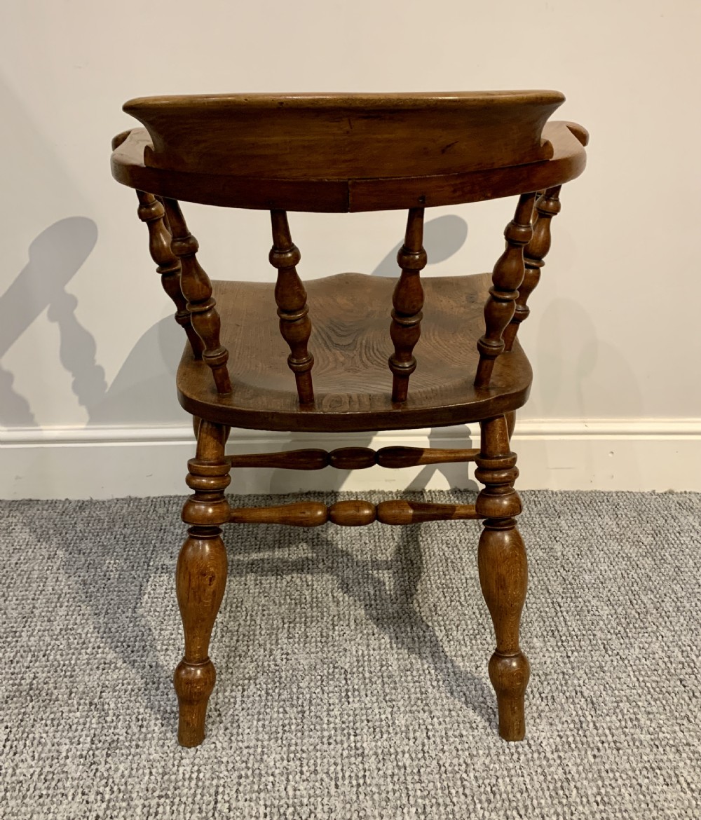 Antique Elm Smokers Bow Armchair  View IV