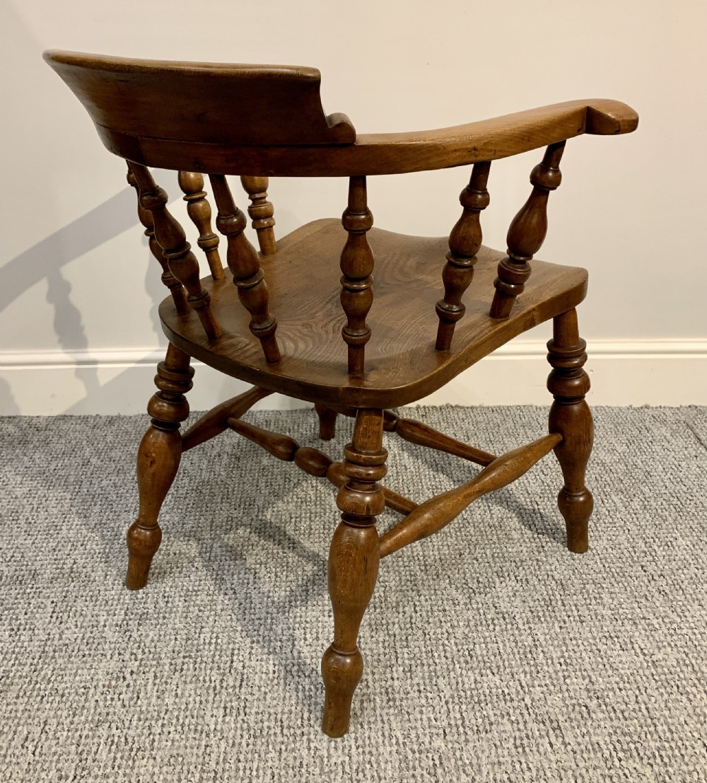 Antique Elm Smokers Bow Armchair  View VI