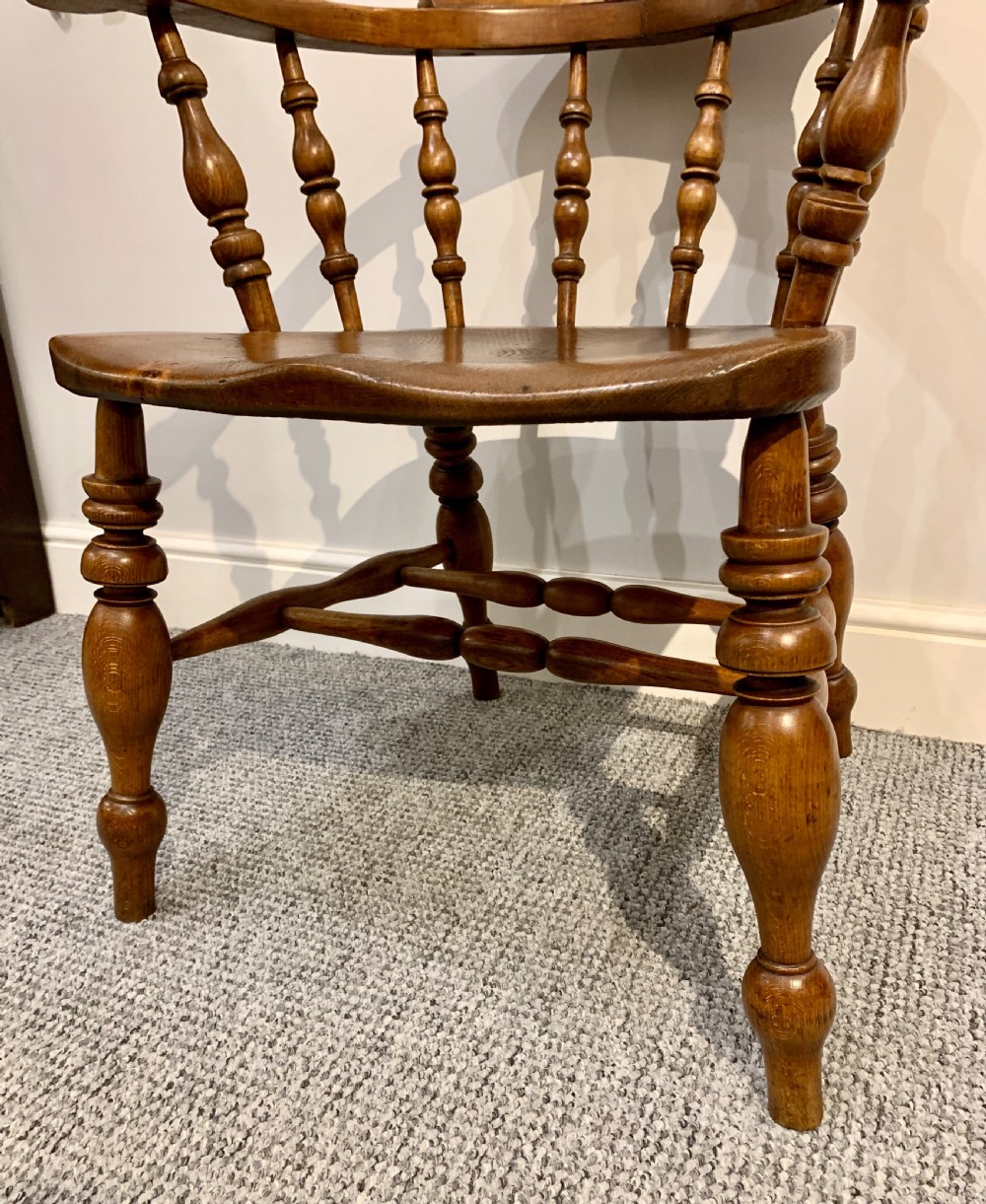 Antique Elm Smokers Bow Armchair  View VII