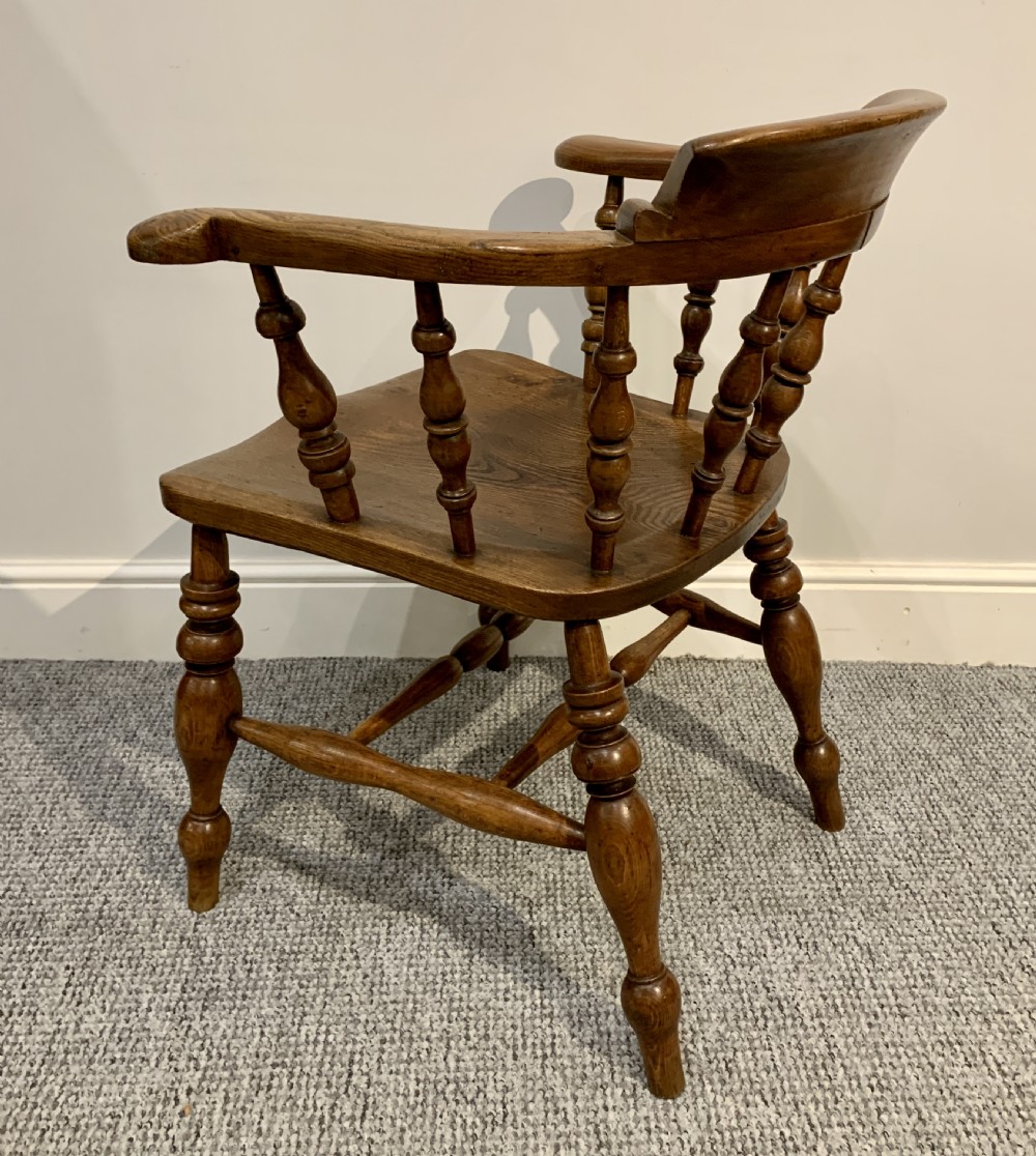 Antique Elm Smokers Bow Armchair  View IX