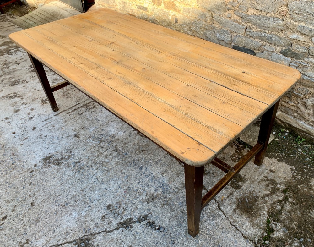 Large Antique Pine Farmhouse Table  View V