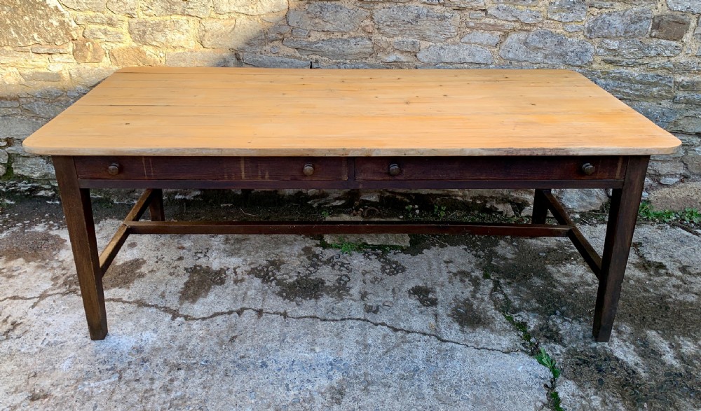 Large Antique Pine Farmhouse Table  View IX
