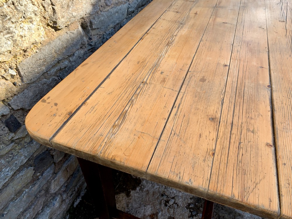 Large Antique Pine Farmhouse Table  View XV