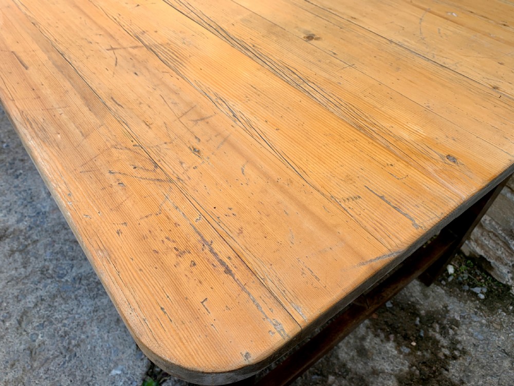 Large Antique Pine Farmhouse Table  View XVII