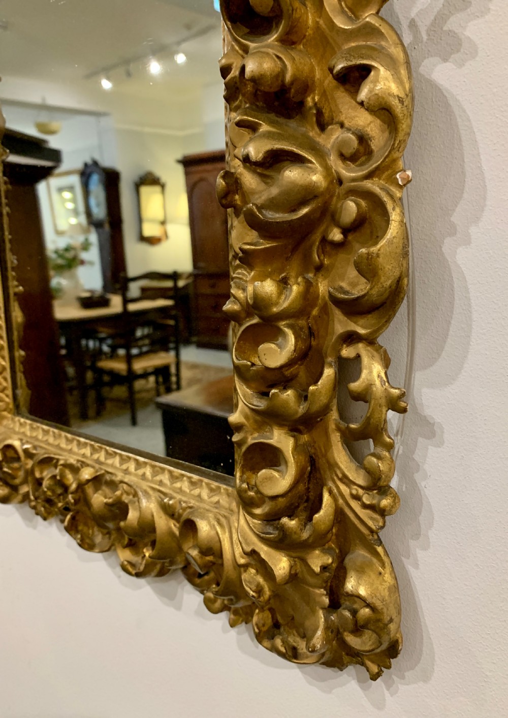 Small Antique Florentine Carved Giltwood Wall Mirror View VII