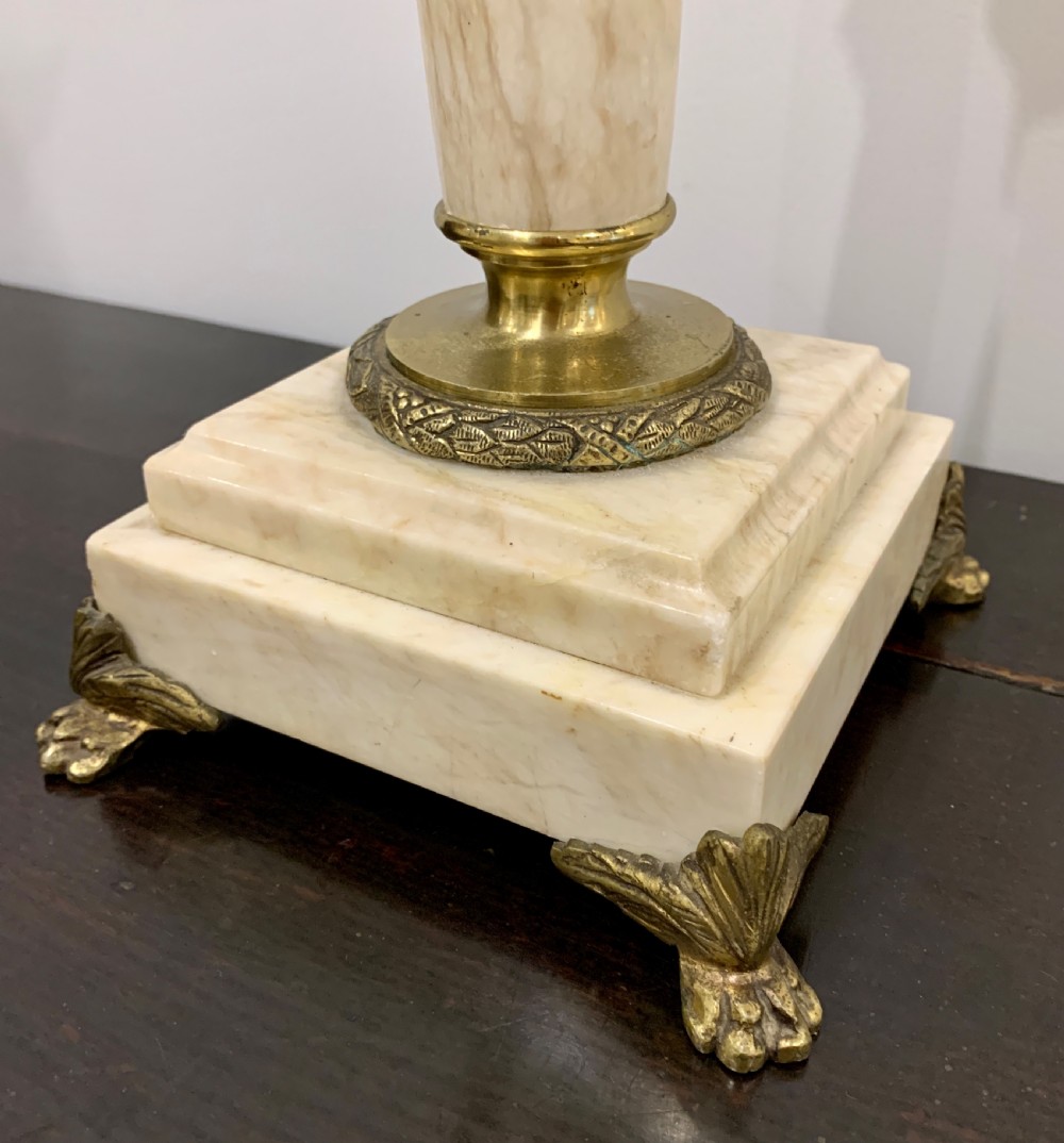 Antique Marble Corinthian Column Table Lamp View II
