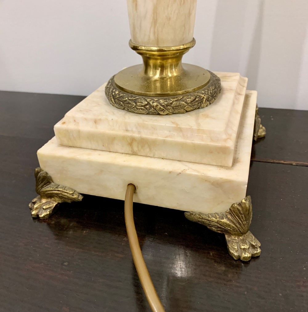 Antique Marble Corinthian Column Table Lamp View V
