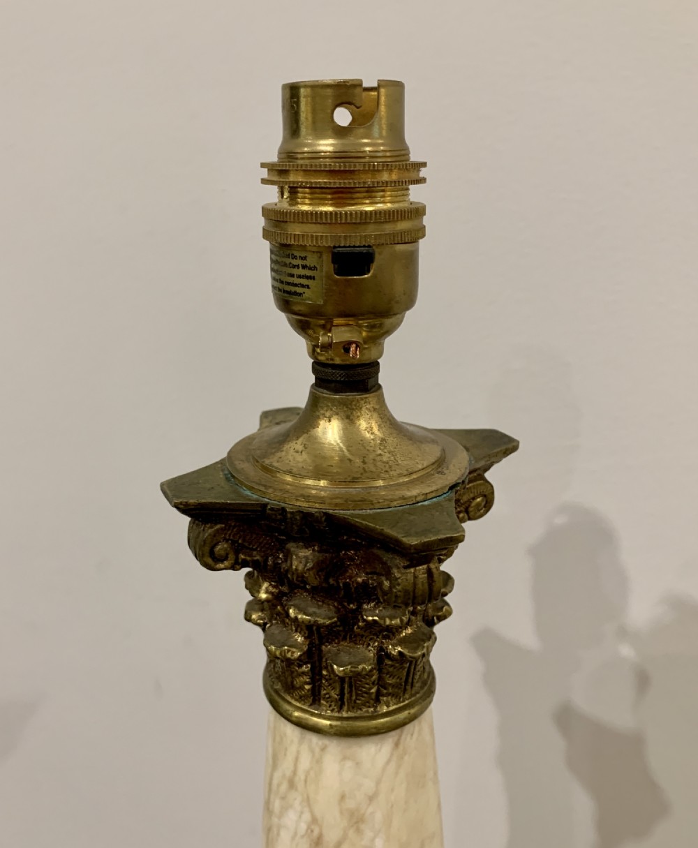 Antique Marble Corinthian Column Table Lamp View VI