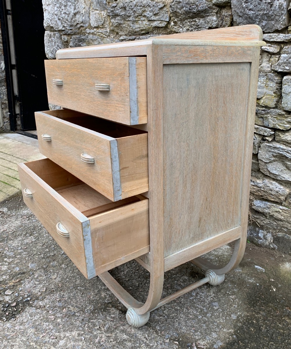 Art Deco Limed Oak Bedroom Suite in the manner of Heals View VI