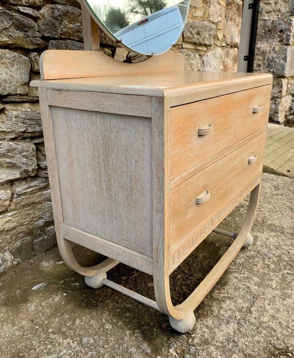 Art Deco Limed Oak Bedroom Suite in the manner of Heals View X