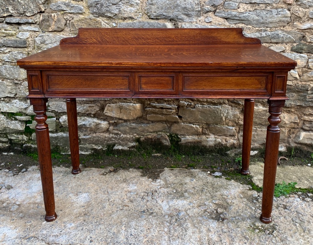 Victorian Oak Gothic Revival Hall Table View II