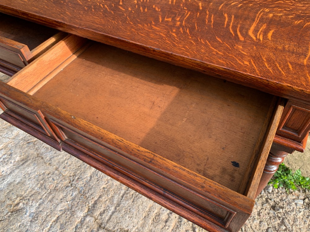 Victorian Oak Gothic Revival Hall Table View IX