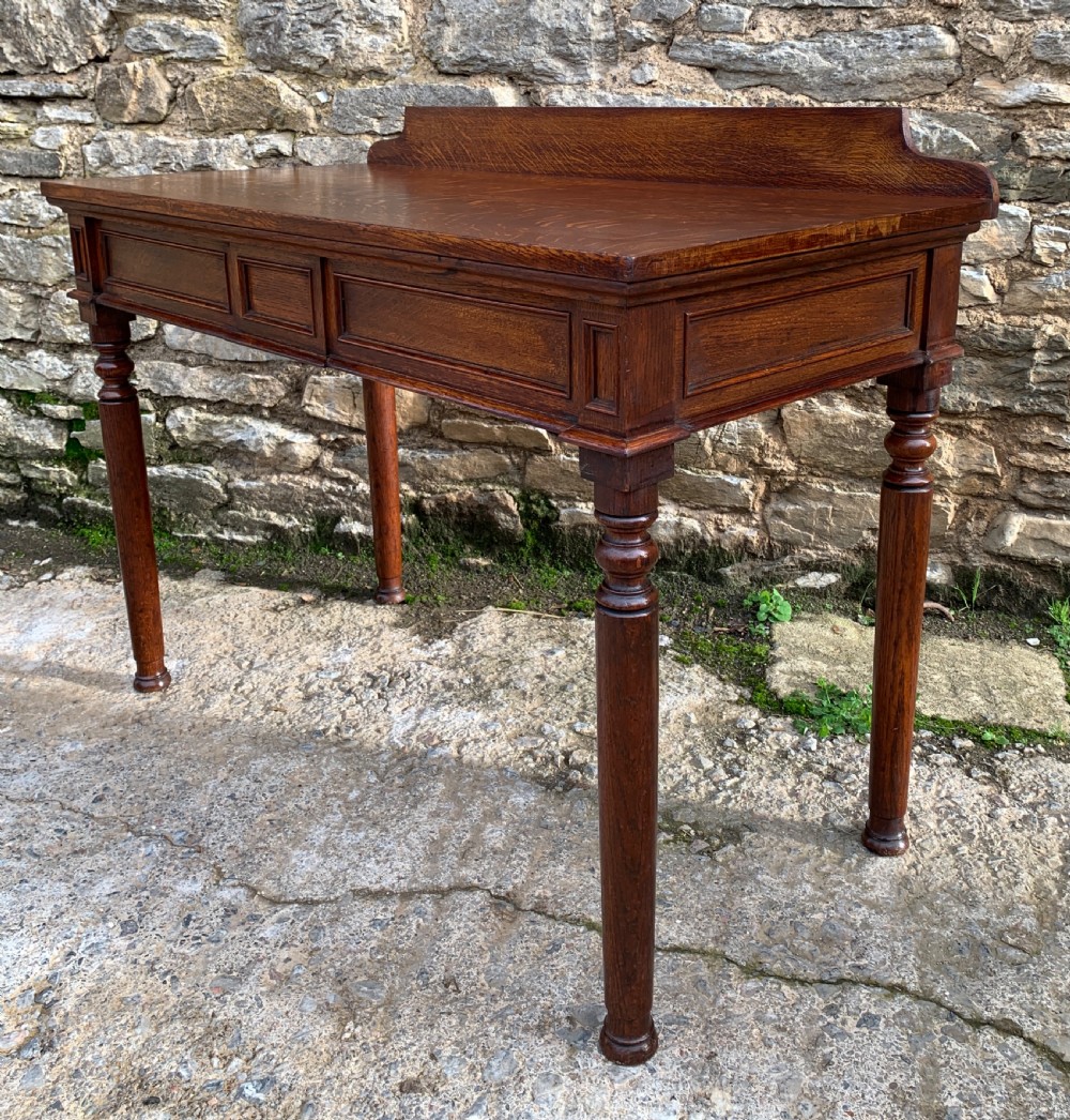 Victorian Oak Gothic Revival Hall Table View XI
