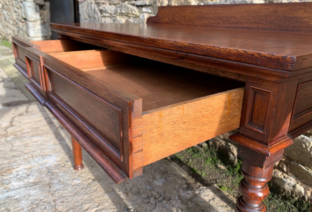 Victorian Oak Gothic Revival Hall Table View XII