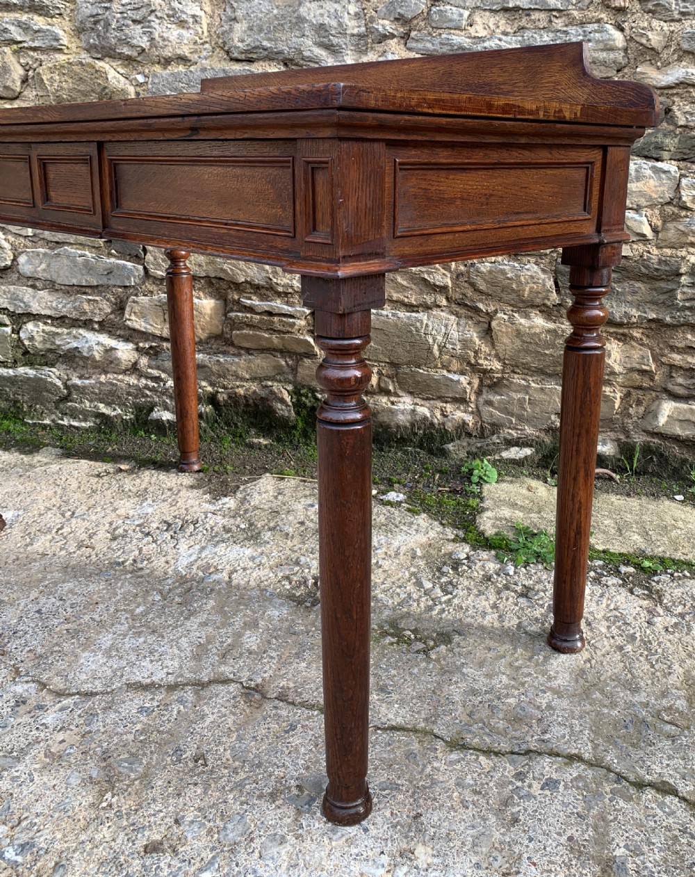 Victorian Oak Gothic Revival Hall Table View XIII