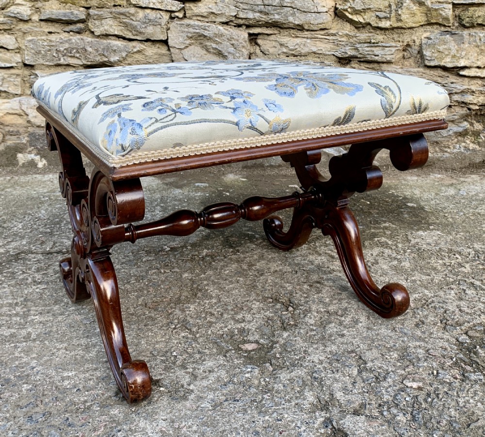 Victorian Mahogany X-Frame Stool View V