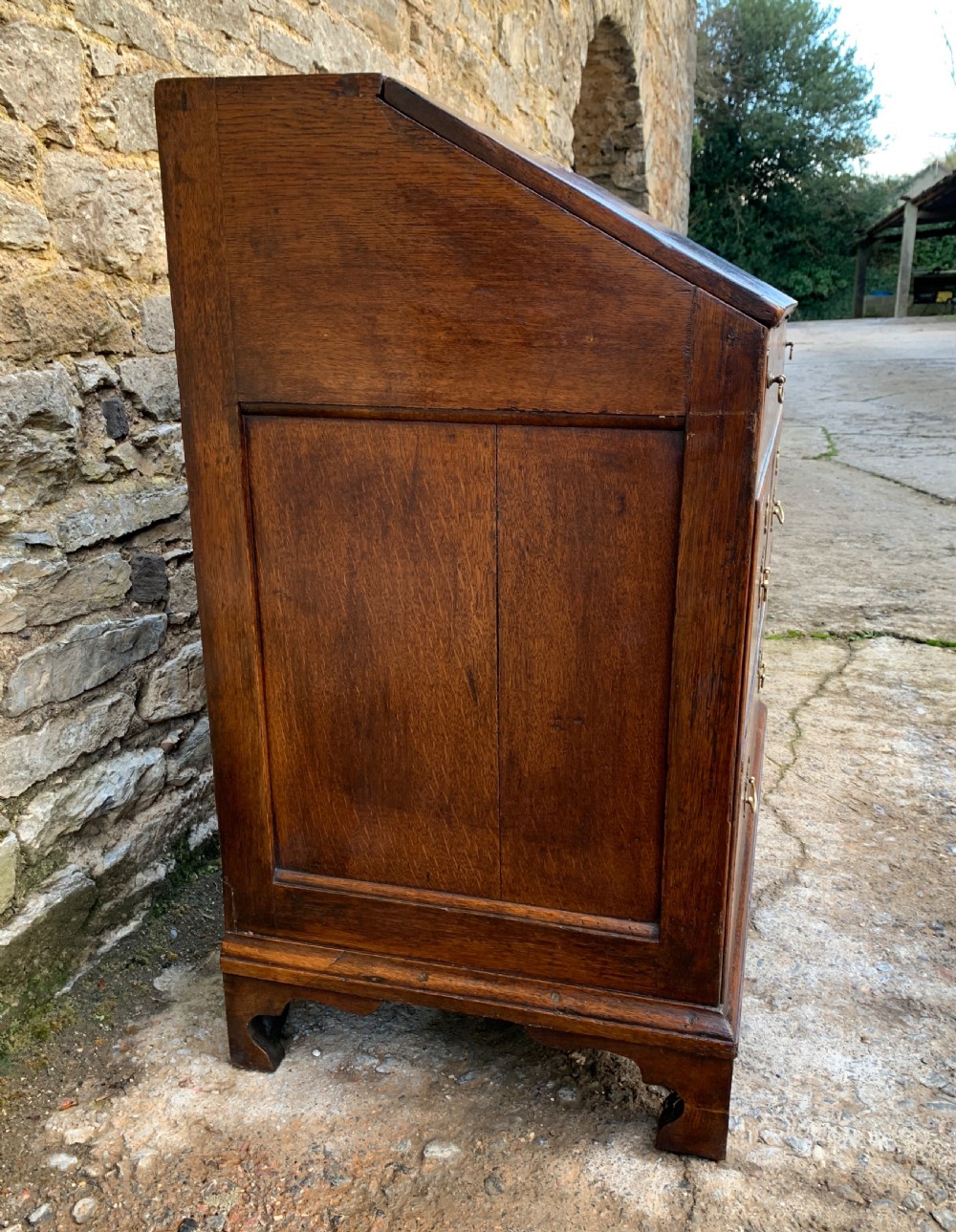 18th Century Georgian Oak Crossbanded Bureau View XIX
