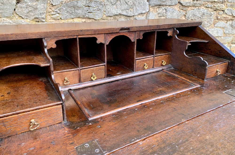 18th Century Georgian Oak Crossbanded Bureau View XXI