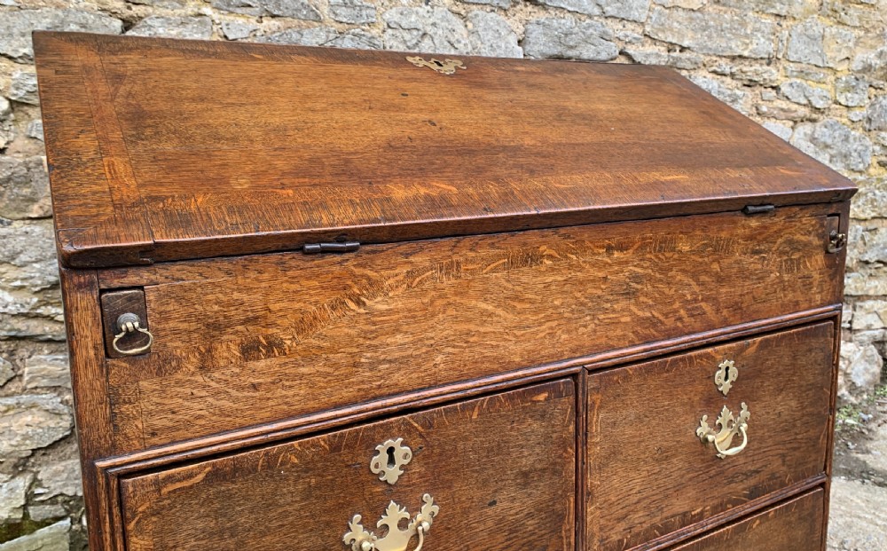 18th Century Georgian Oak Crossbanded Bureau View XXII