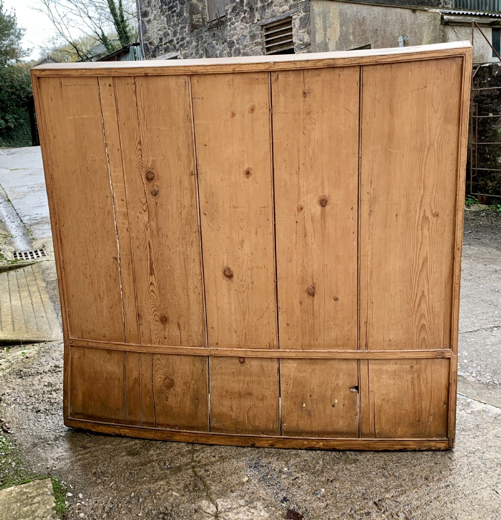 Large Antique High Back Curved Pine Settle View VIII