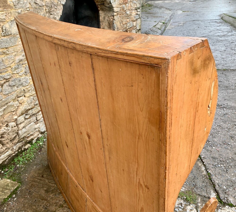 Large Antique High Back Curved Pine Settle View XIII