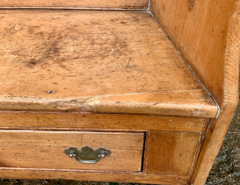 Large Antique High Back Curved Pine Settle View XXIII