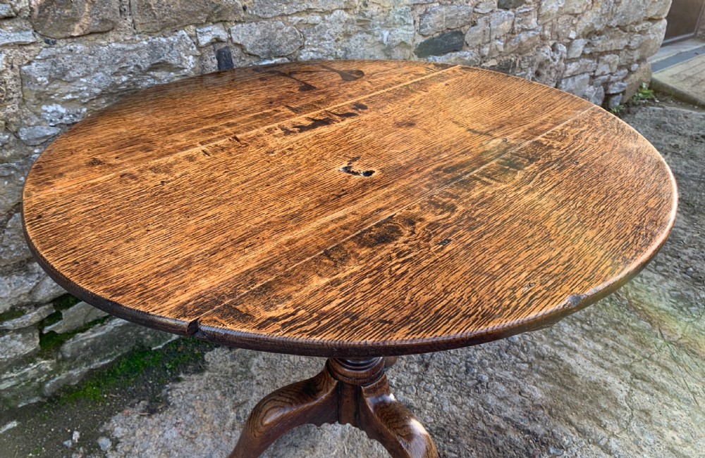 Large Georgian Oak Tilt Top Occasional Table  View IV