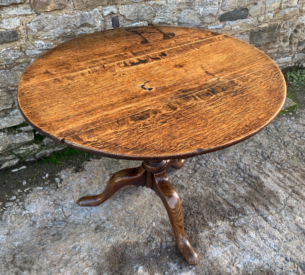 Large Georgian Oak Tilt Top Occasional Table  View V