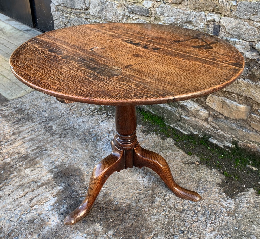 Large Georgian Oak Tilt Top Occasional Table  View XX