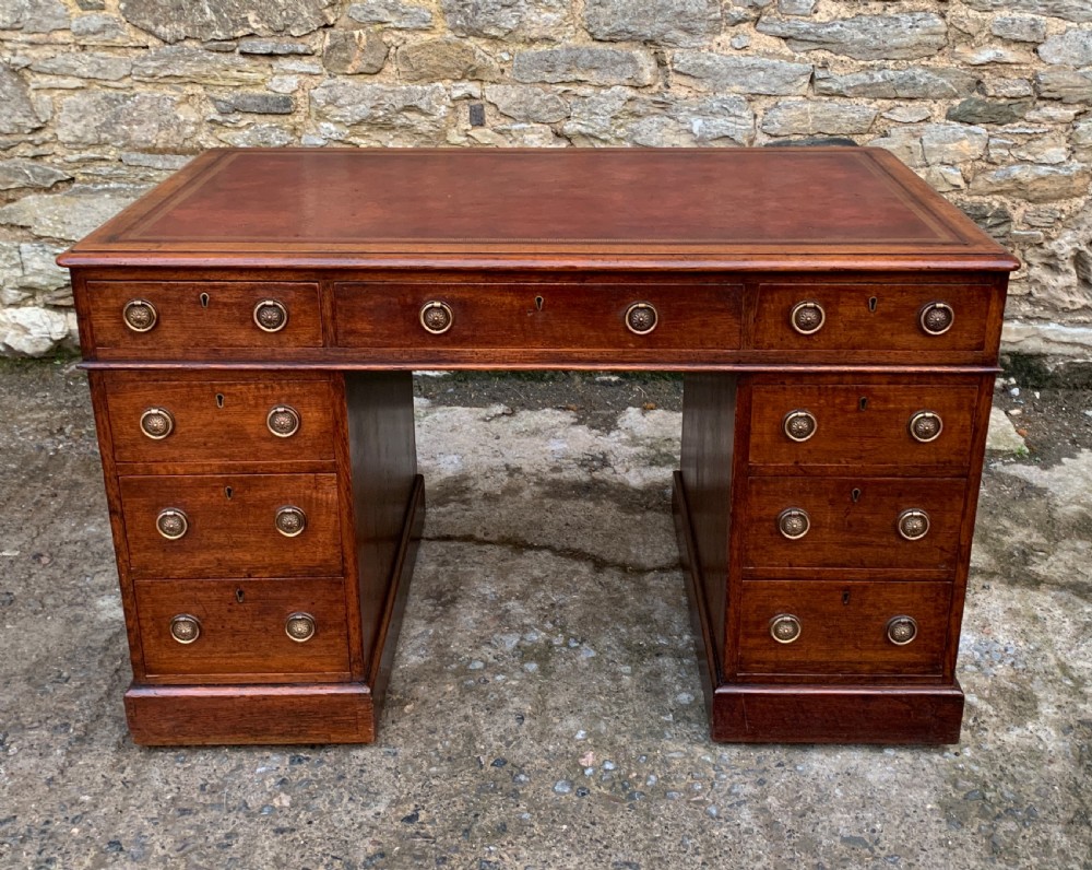 Antique Victorian Oak Pedestal Desk