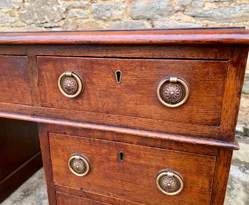 Antique Victorian Oak Pedestal Desk View VIII