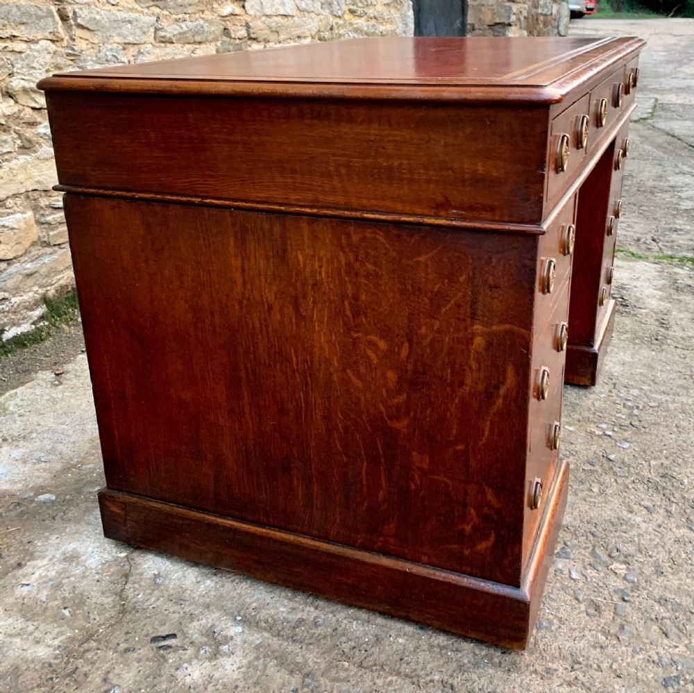 Antique Victorian Oak Pedestal Desk View IX