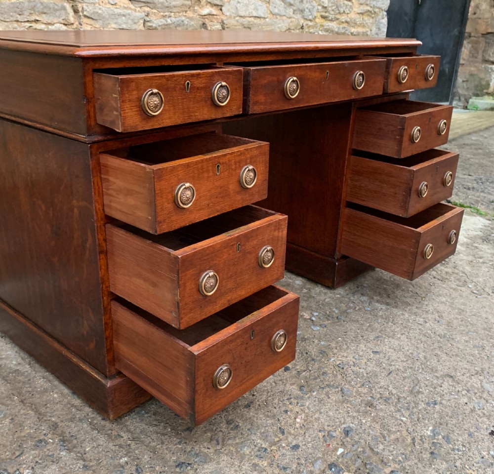 Antique Victorian Oak Pedestal Desk View X