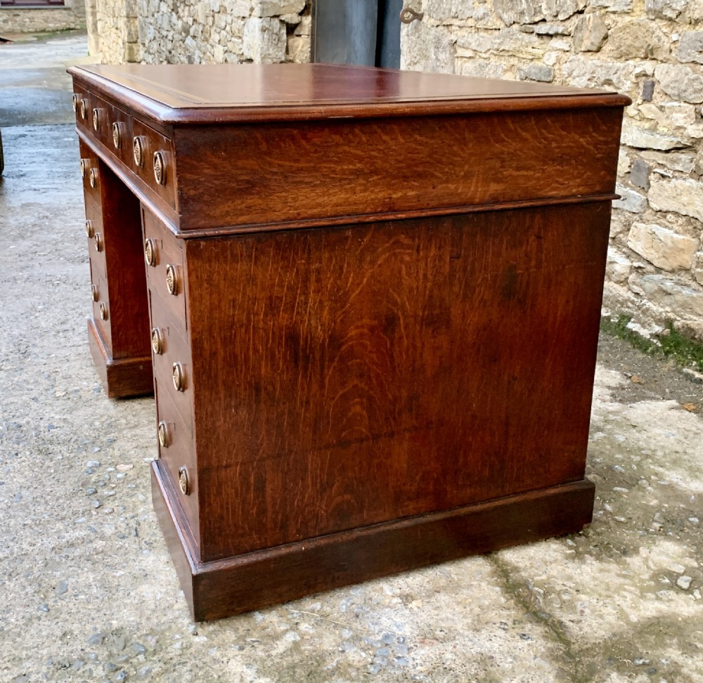 Antique Victorian Oak Pedestal Desk View XII