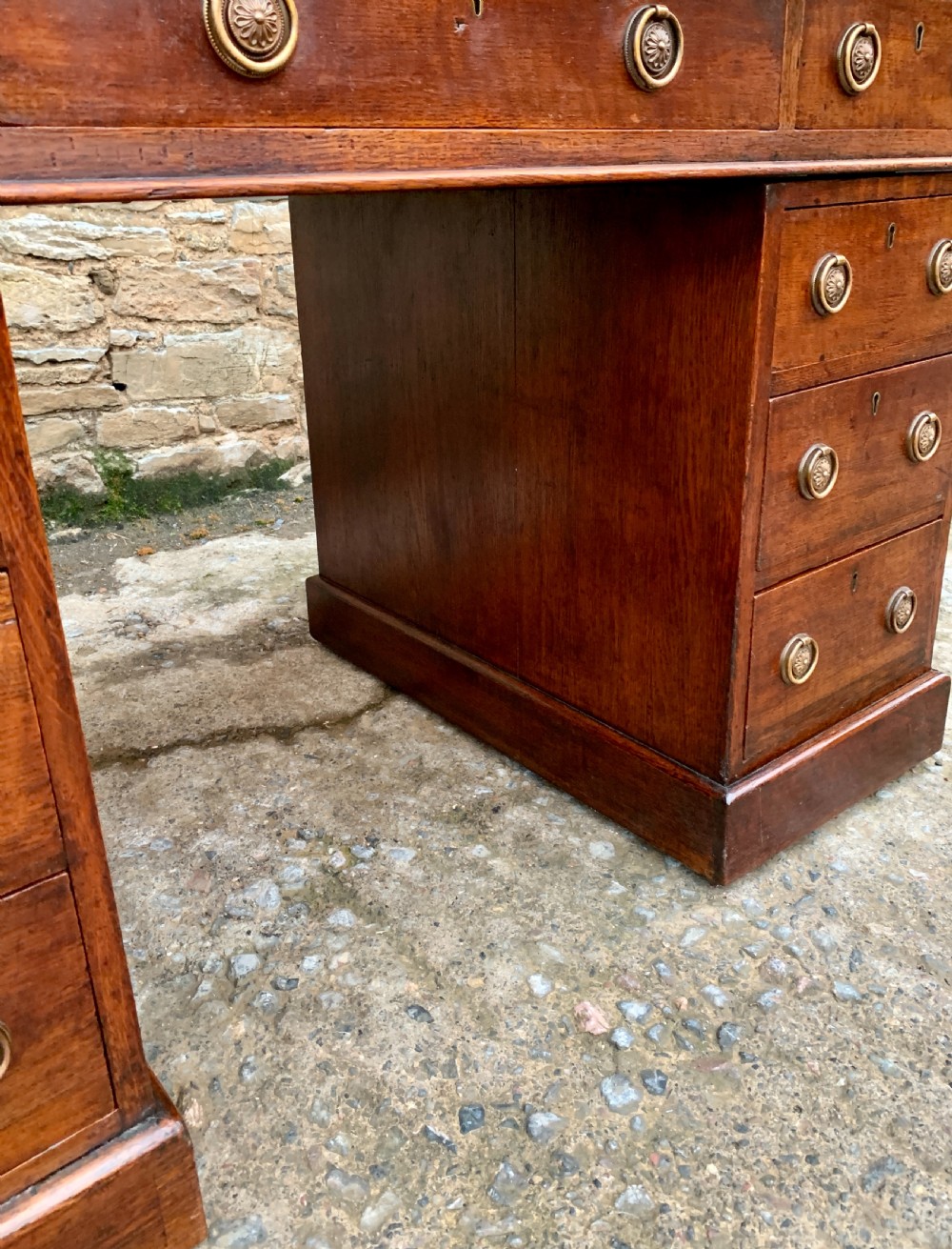 Antique Victorian Oak Pedestal Desk View XIV