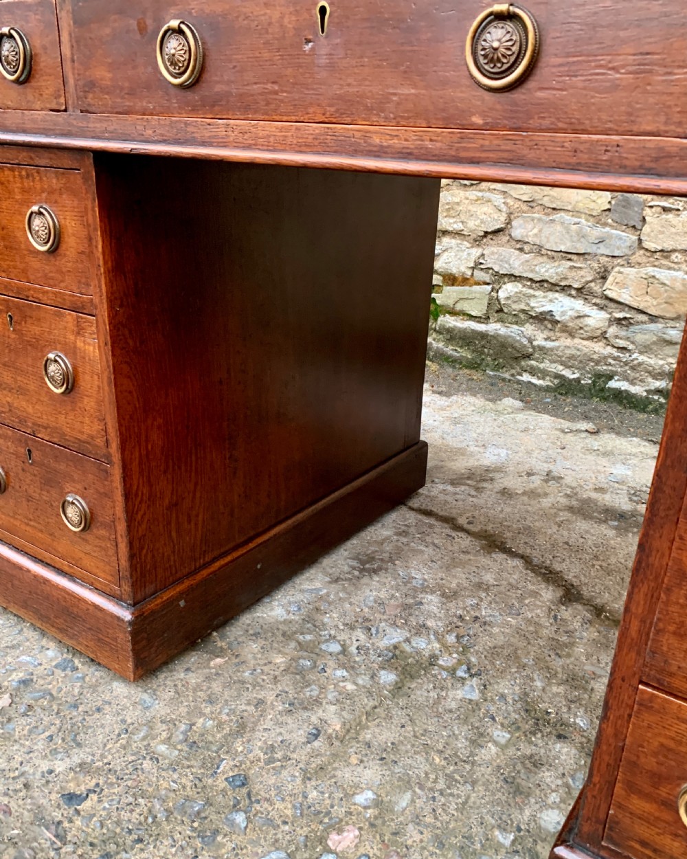 Antique Victorian Oak Pedestal Desk View XVI