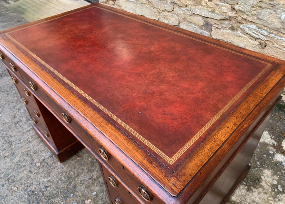 Antique Victorian Oak Pedestal Desk View XVIII
