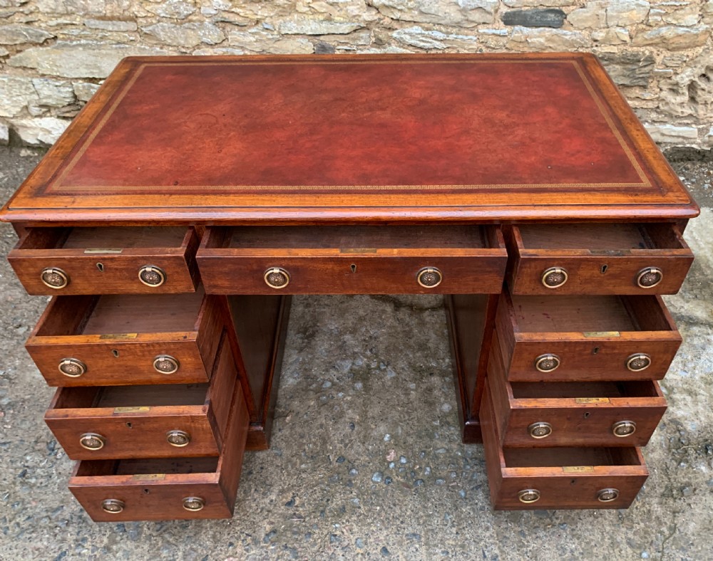 Antique Victorian Oak Pedestal Desk View XIX